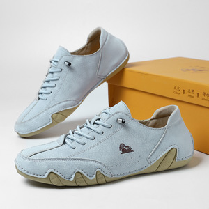 Zapatillas Casuales de Cuero Genuino Hechas a Mano para Hombre, Parte Superior Transpirable y Suave, Suela de Goma Antideslizante y Resistente al Desgaste, Cómodas - Product Image 1