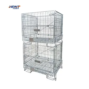 1200X1000 Heavy Duty Collapsible Cargo Metal Pallet Cages European Korea Storage Mesh Stackable Foldable Design Available Sale