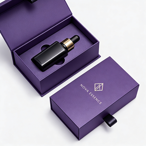 Boîte d'emballage de parfum de luxe sur mesure OEM, boîte rigide coulissante violette avec insert découpé, logo personnalisé, directement de l'usine - Product Image 2