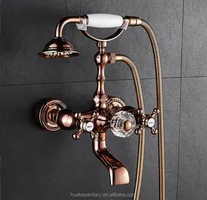 wall mount hot and cold bathroom rain brass antique black chrome bathtub tap mixers sets bath shower faucets