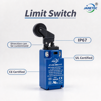 NOUVEAU Interrupteur de fin de course industriel JANETEC Gauche/Droite à rouleau thermoplastique Type Direct DPDT/SPDT Bleu JY-236-M8A-11T 6A 250V IP67