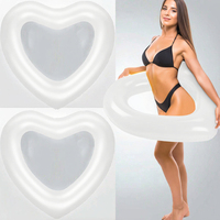 Junkin 47.3x39.4 pouces, flotteur de piscine gonflable en PVC blanc en forme de cœur pour femmes, enterrement de vie de jeune fille, mariage, fiançailles, fête estivale à la plage (3