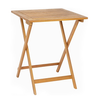 Table de patio pliante en bois massif DU'S, table de jardin carrée portable, mobilier d'extérieur