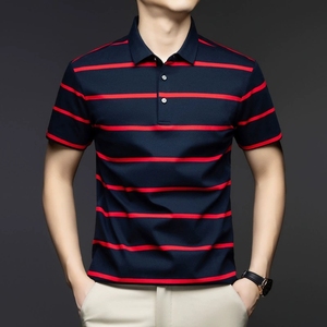 <span class=keywords><strong>Polo</strong></span> en coton rayé personnalisé pour homme, à manches courtes, col rabattu, style tendance, nouvelle collection été, vente en gros - Product Image 3