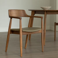 Chaise Moderne en Bois avec Dossier et Accoudoirs, Chaise de Salle à Manger Nordique en Bois Massif, Chaise Simple pour Négociations et Réunions