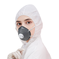 Masque médical jetable Hubei Haixin avec respirateur à valve respirant FFP2 canard Bill V forme blanc avec boucle d'oreille à nouer en gros