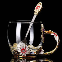 Tasse à café en cristal réutilisable 3d, fleur, eau émaillée, marguerite, verre, thé, café, gobelet en émail