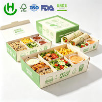Boîte à emporter en carton personnalisée OEM avec séparateur, impression couleur intégrale pour salades, riz et plats combinés