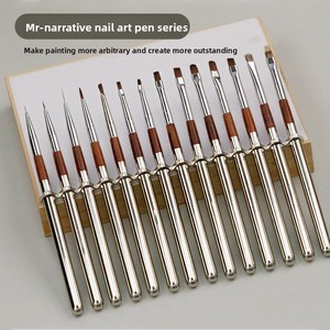 Pinceau à ongles plat en nylon avec couvercle métallique pour gel UV, liner et dégradé, pour la décoration de manucure - Product Image 1