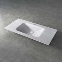 Ensemble de meuble-lavabo mural moderne en marbre monobloc sans joint, facile à nettoyer, avec miroir inclus, directement de l'usine