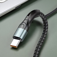 Kabel USB C ke USB C Pengisian Cepat 100W PD untuk Ponsel Apple, Huawei, dan Android, Kabel Data Nilon Terjalin Tipe-C