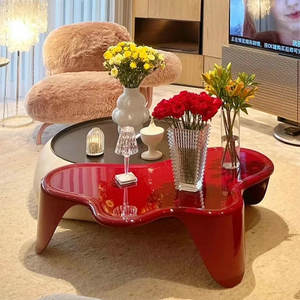 โต๊ะกาแฟสลอธสีแดงสไตล์วินเทจหรูหราโต๊ะวางชาทรงกลมทำจากไฟเบอร์กลาสโต๊ะห้องนั่งเล่นกลางแจ้งเฟอร์นิเจอร์ในร่ม - Product Image 2