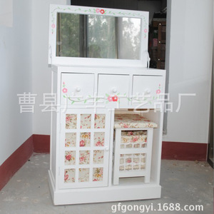 White Solid Wood Dressing <b>Table</b> With Mirror And Stool Multifunction Bedroom <b>Vanity</b> For Children Adults Elderly - Product Image 2