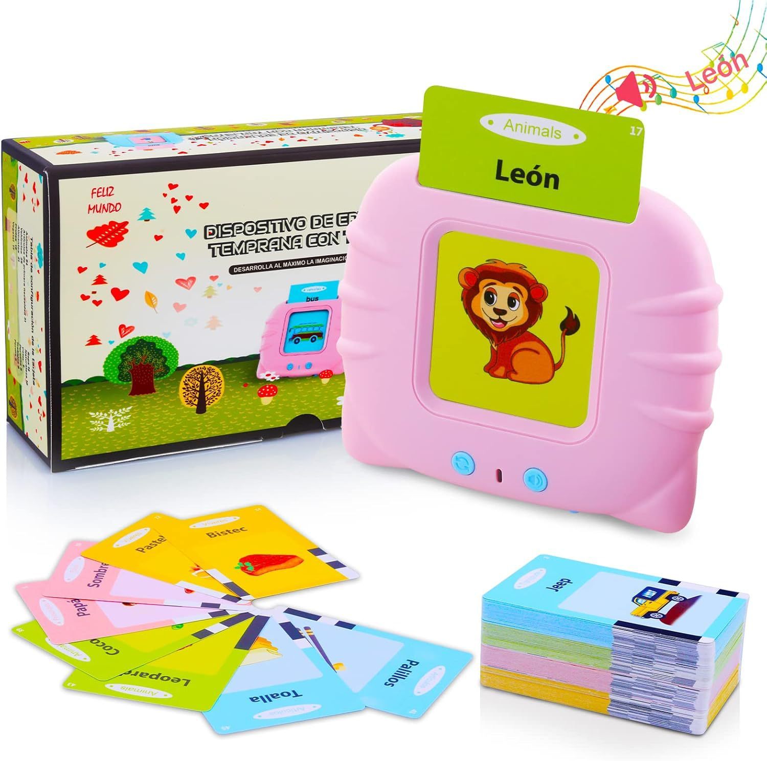 Gato de estilo antiguo [Español-Inglés] 112 tarjetas 224 contenido (rosa)