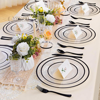Assiette de présentation transparente personnalisée en usine avec bord noir, en plastique acrylique durable, pour décoration de mariage