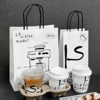 Personnalisez Votre Propre Logo, Emballage de Luxe en Papier Kraft Marron et Blanc Laminé avec Logo Imprimé pour Shopping, Plats à Emporter et Aliments