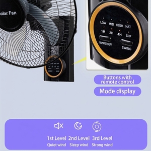 Solar Powered Rechargeable <b>Stand</b> <b>Fan</b> 16-Inch 5 Blades ABS Plastic Remote Control Energy Efficient Class for Home Office Outdoor - Product Image 4