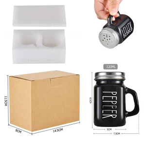 Bouteille d'assaisonnement transfrontalière, flacon pulvérisateur à trous pour barbecue, pot à assaisonnement pour viande et steak, pot à sel, tasse en verre avec poignée - Product Image 2
