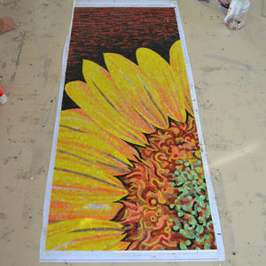 ZF Customized <strong>Sunflower</strong> Painting Ice Jade Gold <strong>Mosaic</strong> and Red <strong>Mosaic</strong> Background 100% Hand Cut Art Flower <strong>Mosaic</strong> Pattern - Product Image 3