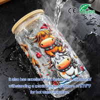 Autocollants personnalisés en PET imperméables pour gobelets, transfert DTF sans couture, enveloppement complet, 16 oz, vente en gros