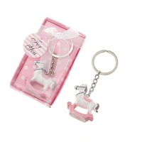 Cadeau de remerciement pour baby shower et baptême, porte-clés cheval à bascule mignon, cadeau à offrir, cadeau de baptême, boîte cadeau pour fête d'anniversaire d'enfants et Halloween