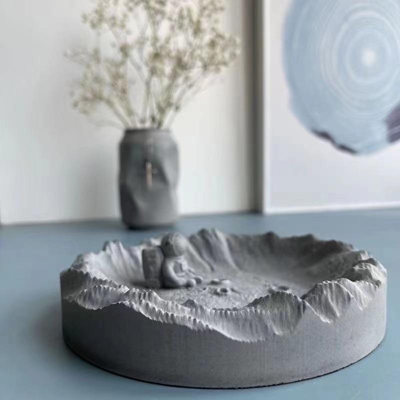 สไตล์ใหม่ - สีเทาทรงกลมแบบพระจันทร์เสี้ยว เส้นผ่านศูนย์กลาง 15 ซม.
