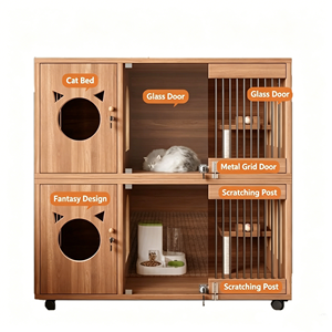 Cage pour chat Dongma en bois massif, respirante, à glissière horizontale, forme carrée, pour usage domestique, multi-niveaux, petite - Product Image 1