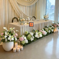Usine de fleurs artificielles ZIKE, fleurs artificielles personnalisées, chemin de fleurs pour mariage, arrangement floral, rangée de fleurs rose et verte