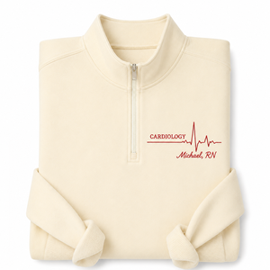 Sweat-shirt de <span class=keywords><strong>cardiologue</strong></span> brodé, tissé, doublé, à col montant et fermeture éclair quart, pour laboratoire de cardiologie, hiver, automne, printemps - Product Image 2