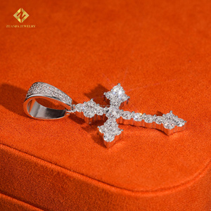 ZUANFA JEWELRY Silver Rhodium Plated Cross Pendant With Lab Grown Diamonds Religious Style Unisex Charm With IGI Unisex Pendant - Product Image 5