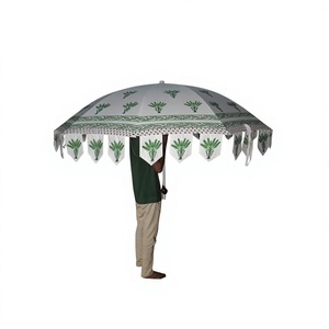 Parasol de jardin pliant en tube de fer à motif unique imprimé en relief, style bohème indien, parasol de plage, protection solaire pour patios, fait main - Product Image 1