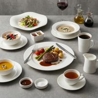 Service de table en porcelaine blanche de luxe, prix de gros direct usine, comprenant assiettes, bols et tasses