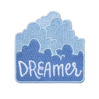 Patch brodé Blue Cloud Dreamer, patch appliqué à slogan en écriture cursive sur le thème du ciel pour veste, sac à dos, style décontracté, bohème, streetwear