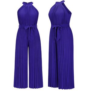 Femmes licou cou plissé combinaisons <span class=keywords><strong>mariée</strong></span> à volants large jambe barboteuses ceinturé pantalons longs tenues de fête <span class=keywords><strong>combinaison</strong></span> de mariage - Product Image 6