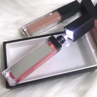 Lumière LED brillant à lèvres avec miroir logo personnalisé haute qualité Vegan étanche liquide rouge à lèvres non collant vide brillant à lèvres tubes