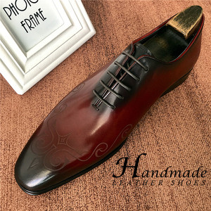Nouvelles chaussures Oxford formelles pour hommes, en cuir artisanal, élégantes, gravées, pour mariage, chaussures Derby en cuir de vachette pour le marié - Product Image 2