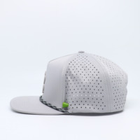 Gorro de Béisbol Deportivo Unisex Oxford Poplin Blanco de 6 Paneles con Cuerda, 100% Poliéster, Tela Común con Patrón de Puntos y Logotipo Bordado en 3D