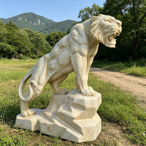 Escultura <span class=keywords><strong>de</strong></span> <span class=keywords><strong>Tigre</strong></span> Salvaje en Mármol Beige, Estilo Europeo Retro Personalizable para Patio o Plaza - Product Image 5