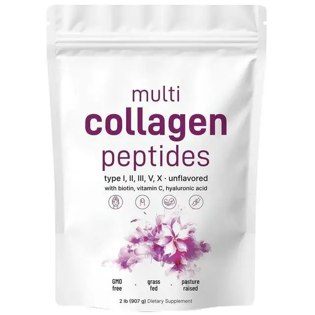 OEM Collagen Peptides Powder Supplement for Women Beautiful Skin Hair Nails Bulk Supply Collagen Peptides Powder