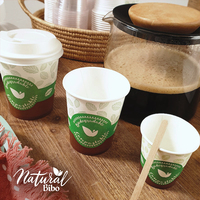 Gobelets en papier compostables pour boissons chaudes, design Natural Bibo, 160/170 mL (5oz), 50 pièces/paquet