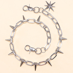 Chaîne de taille en alliage de zinc style hip-hop, motif étoile cloutée, couleur blanc K, chaîne de corps décontractée et tendance - Product Image 3