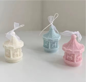 Vela Aromática de Cera de Soja Hecha a Mano con Forma de Carrusel en Colores Macarrón, Material de Cera de Abeja para Decoración del Hogar, para Navidad y Acción de Gracias - Product Image 2