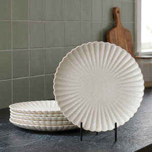 Juego de Vajilla de Porcelana Blanca, Plato Redondo con Borde Festoneado, Cerámica Moderna Nórdica, Uso Diario, Portátil, para Restaurante y Hogar - Product Image 2