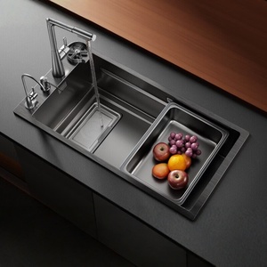 Modern luxury kitchen sink stainless steel <b>vegetable</b> sink integrated basin <b>vegetable</b> sink thickened sink - Product Image 1