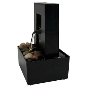 Fontaine d'eau de table noire en promotion avec pierres naturelles, cascade de méditation intérieure, fontaine Feng Shui pour la maison et le bureau - Product Image 3