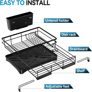 <strong>Dish</strong> Drying <strong>Rack</strong> Expandable <strong>Dish</strong> <strong>Rack</strong> Large Capacity <strong>Dish</strong> Drainer for Kitchen Counter With Utensil Holder - Product Image 2