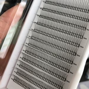 Extensions de cils pré-faites en éventail, courtes tiges, noir foncé, 0,1 mm, petit plateau, excellent retour d'expérience, 2D 3D - Product Image 5