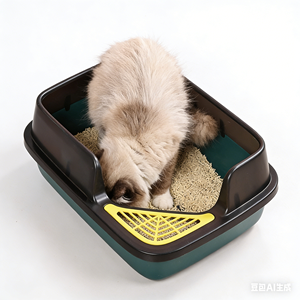<span class=keywords><strong>Bac</strong></span> à <span class=keywords><strong>litière</strong></span> semi-fermé extra large avec côtés hauts anti-éclaboussures pour chats et chatons de grande taille - Product Image 4