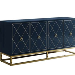 ตู้ไซด์บอร์ดไม้รีไซเคิลสไตล์เรโทรสีทอง 4 ประตู ดีไซน์สวยงามทันสมัย ขายส่ง - Product Image 1