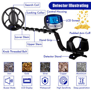 Détecteur de métaux professionnel T11 pour la <span class=keywords><strong>recherche</strong></span> de trésors, haute précision, multi-fréquences, écran LCD 10 pouces, bobine de <span class=keywords><strong>recherche</strong></span> étanche IP68 - Product Image 3